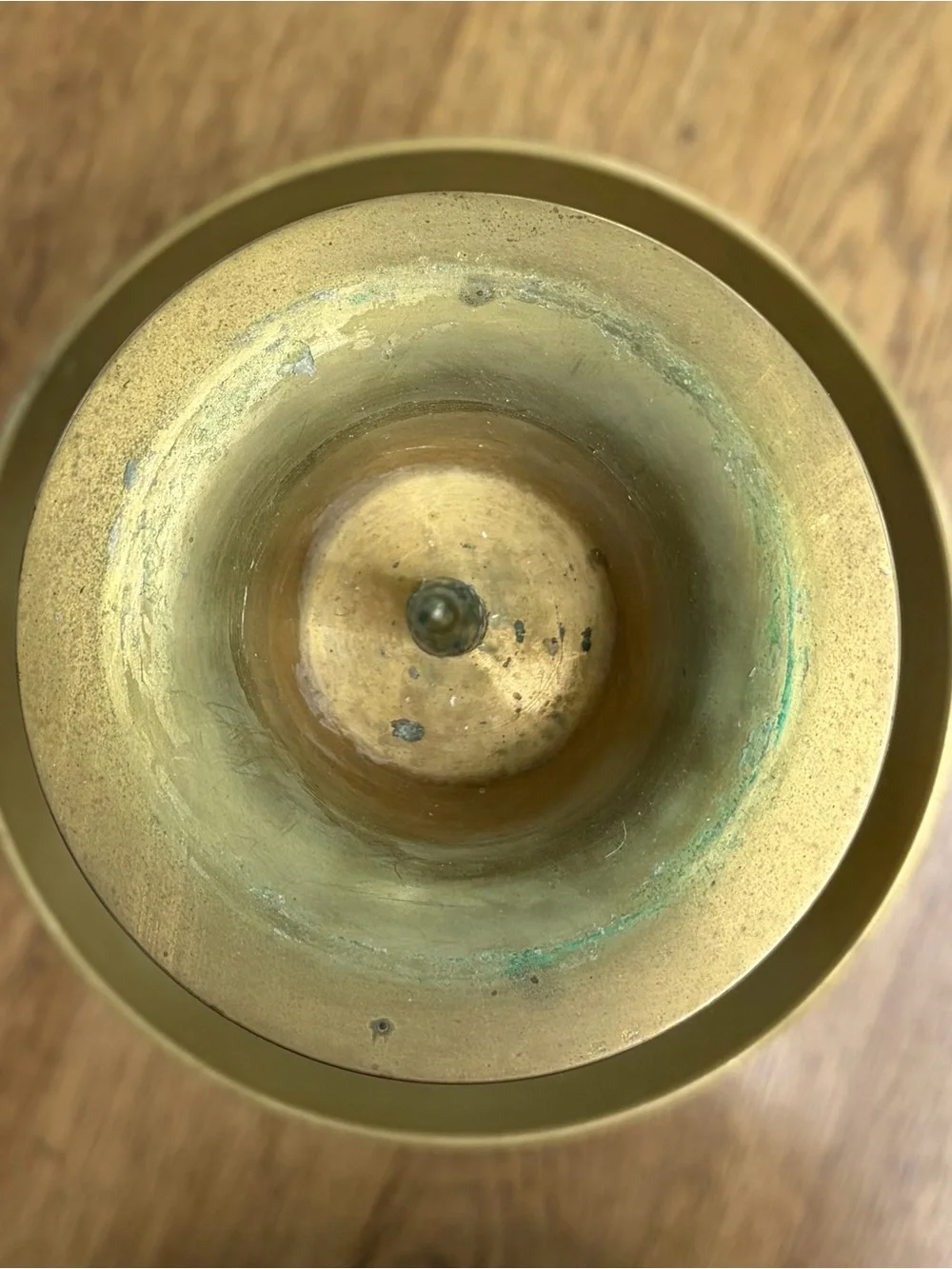 Source Unknown Gold Brass Pedestal Bowl Candle Holder- HUGE!
